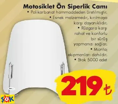 MOTOSİKLET ÖN SİPERLİK CAMI MOTOSİKLET ÖN SİPERLİK CAMI